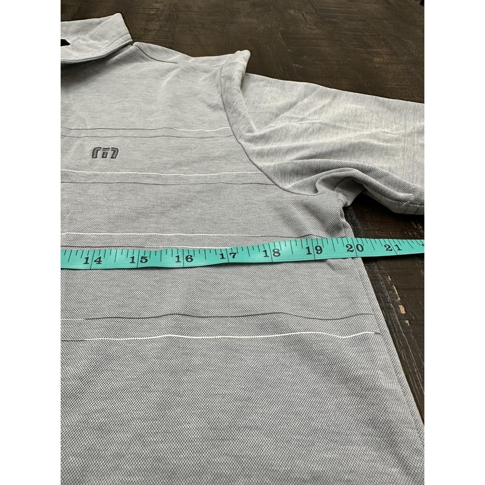 TravisMathew Polo Shirt Mens Medium Gray Stripe Pima Cotton Golf Performance - Picture 3 of 11